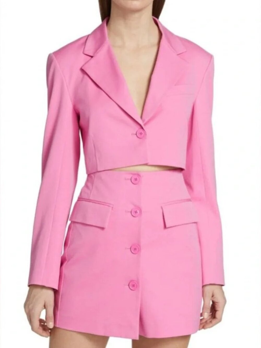 Derek Lam 10 Crosby Designer Courtney Crop Blazer Bubble Gum Pink.  SZ 0 - Picture 3 of 4